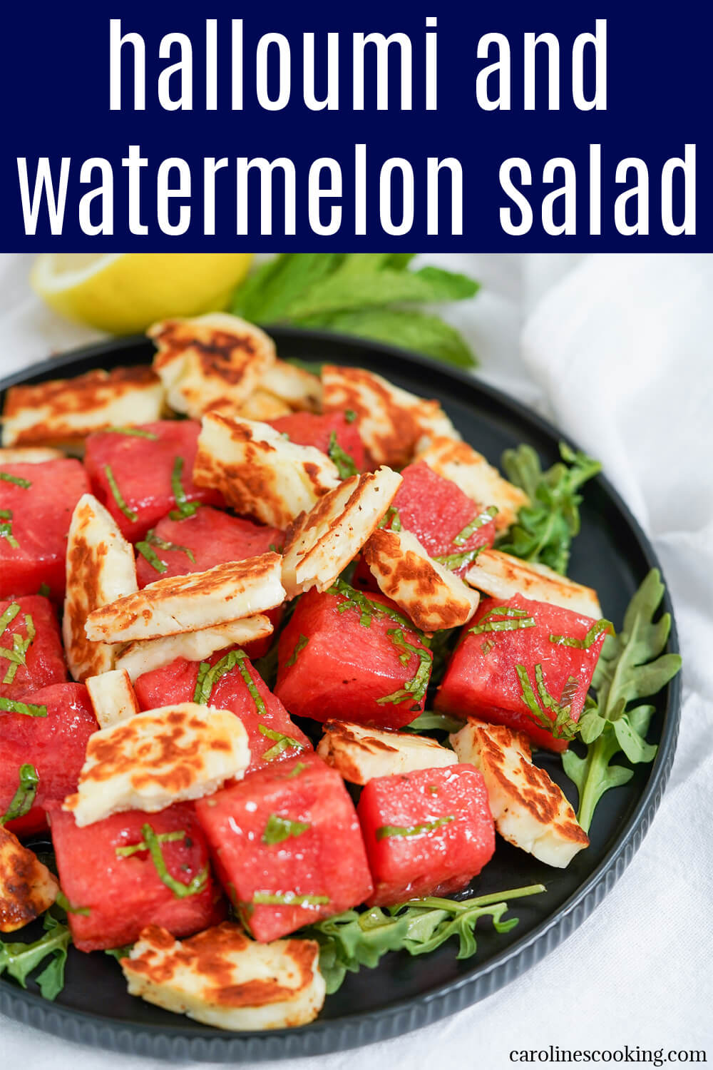 This halloumi and watermelon salad is incredibly simple yet with a great mix of flavors and textures. It's bright, light and perfect for summer. This halloumi and watermelon salad is incredibly simple yet with a great mix of flavors and textures. It's bright, light and perfect for summer.