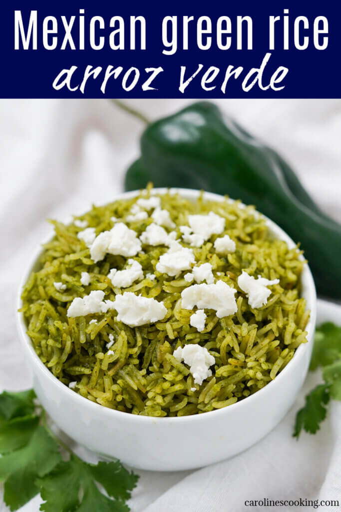 Mexican green rice, arroz verde, is an easy and delicious way to add fantastic flavor and color to make your side shine. Great in burritos, alongside enchiladas and more.
