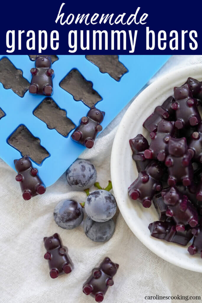 These homemade grape gummy bears are easy to make, cute little bites that are both tasty and relatively healthy, too. A fun snack that you'll find hard to stop eating!