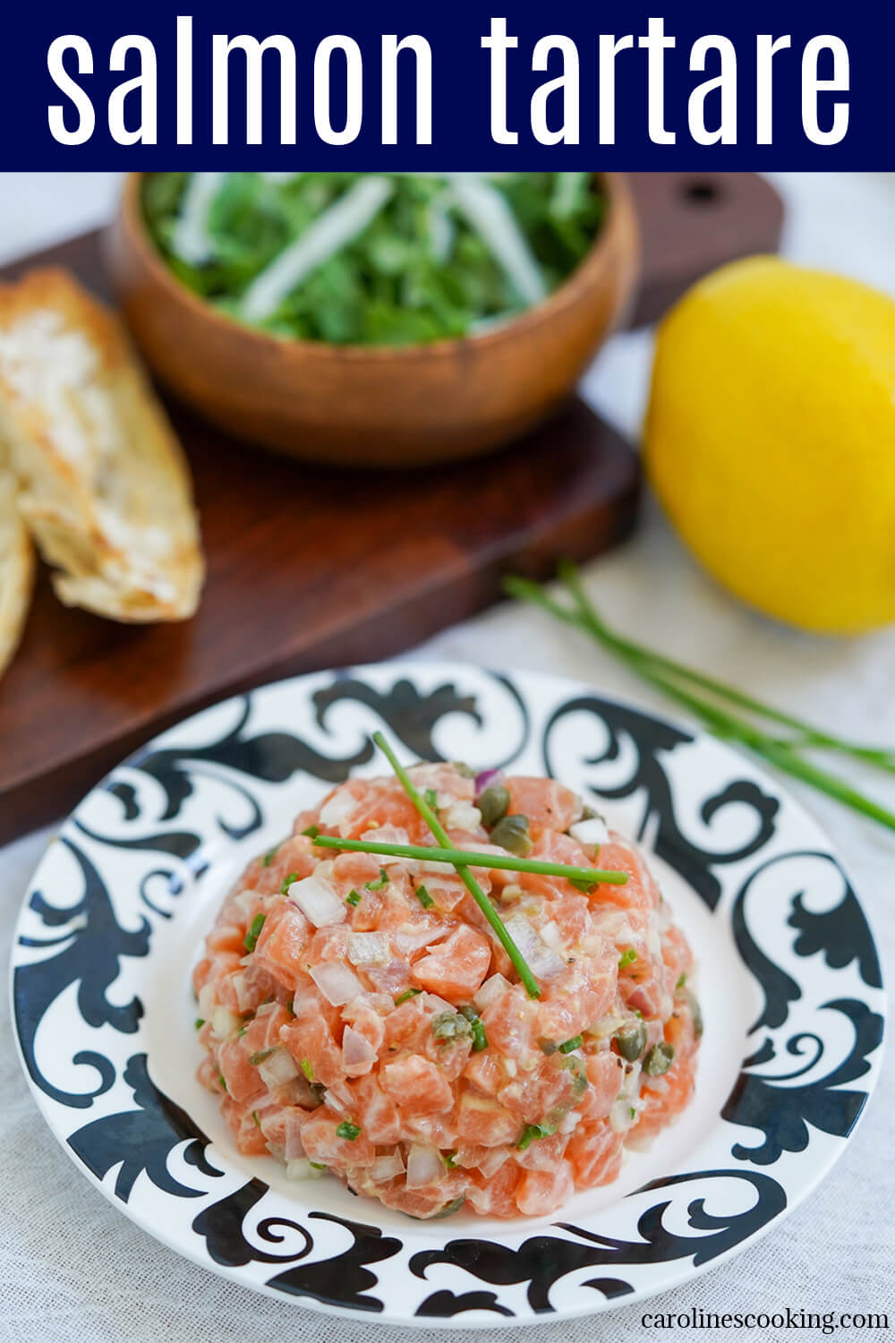 Salmon tartare is a wonderfully light, elegant appetizer with delicate flavors. Easy to prepare it's perfect for date night, entertaining or any excuse.