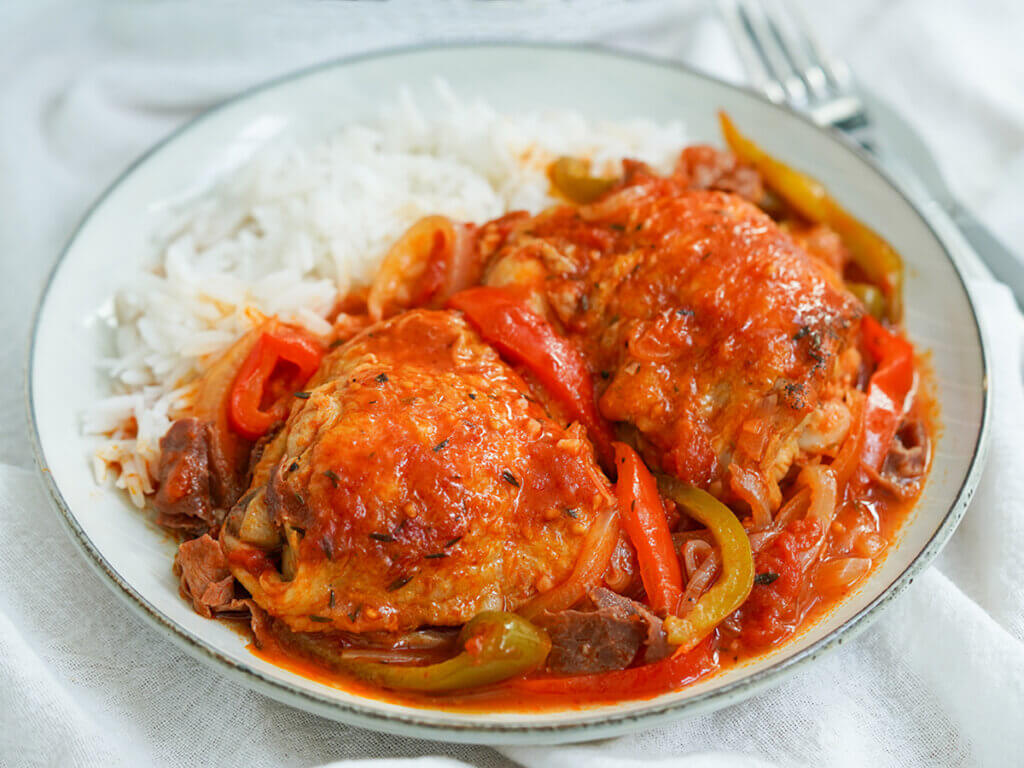 Basque chicken - Caroline's Cooking