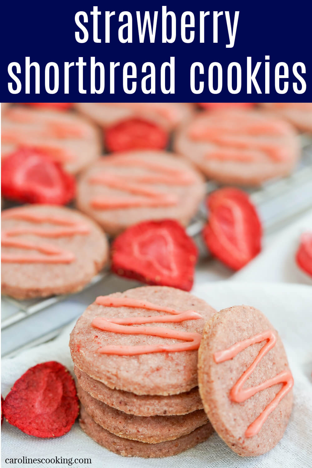 These strawberry shortbread cookies are easy to make, with a lovely soft texture, delicate strawberry flavor and pale pink color. They're a tasty twist on the classic, great for Valentine's day and more. These strawberry shortbread cookies are easy to make, with a lovely soft texture, delicate strawberry flavor and pale pink color. They're a tasty twist on the classic, great for Valentine's day and more.
