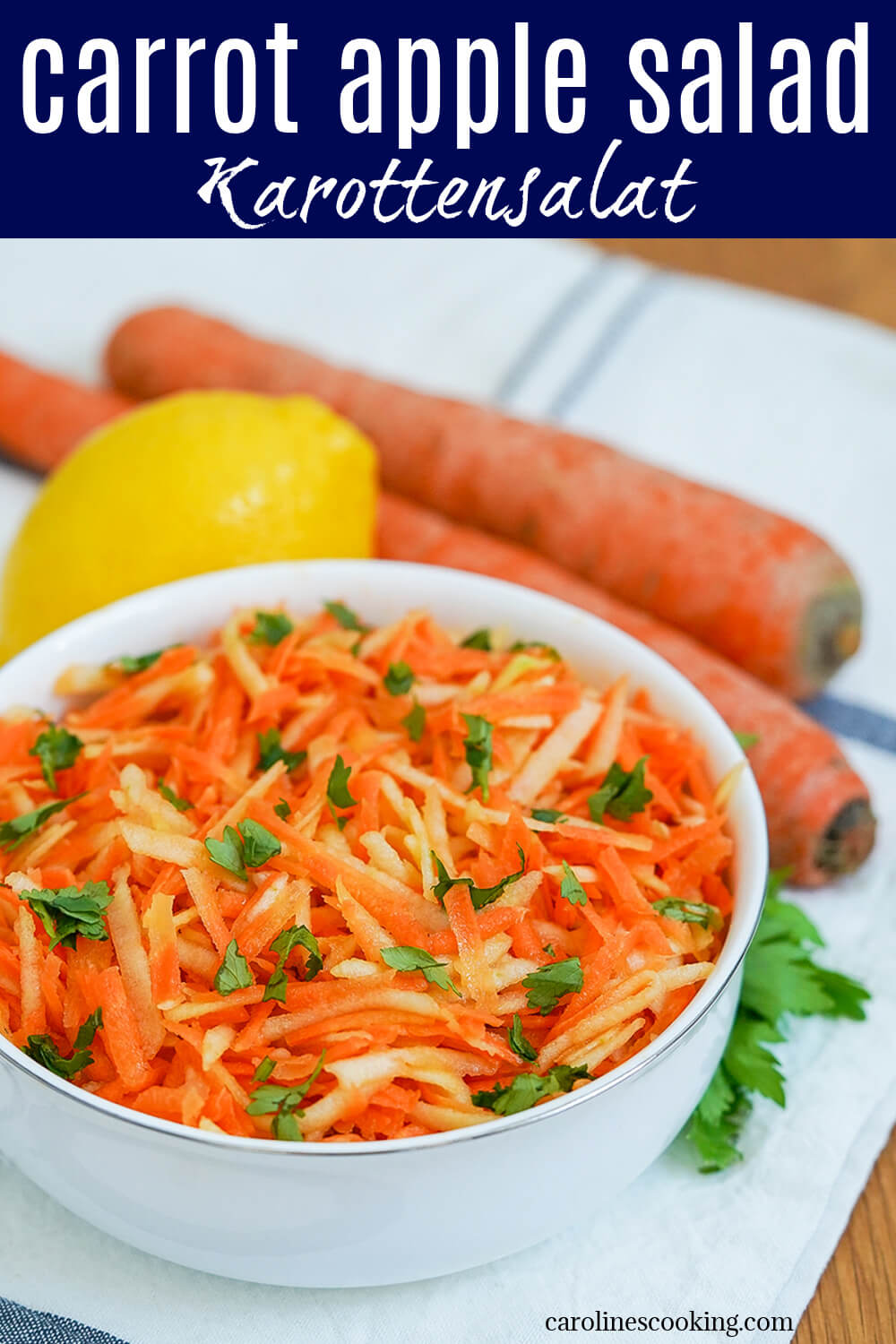 This German carrot apple salad (Karottensalat) is so quick and easy to make with lovely light flavors.A little tart and a little sweet, it adds a bright freshness to any plate.