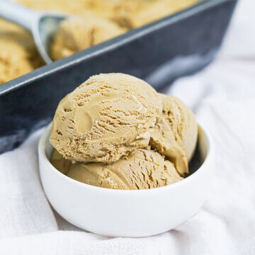 bowl of hojicha ice cream.