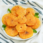 plate of Moroccan oranges with cinnamon.