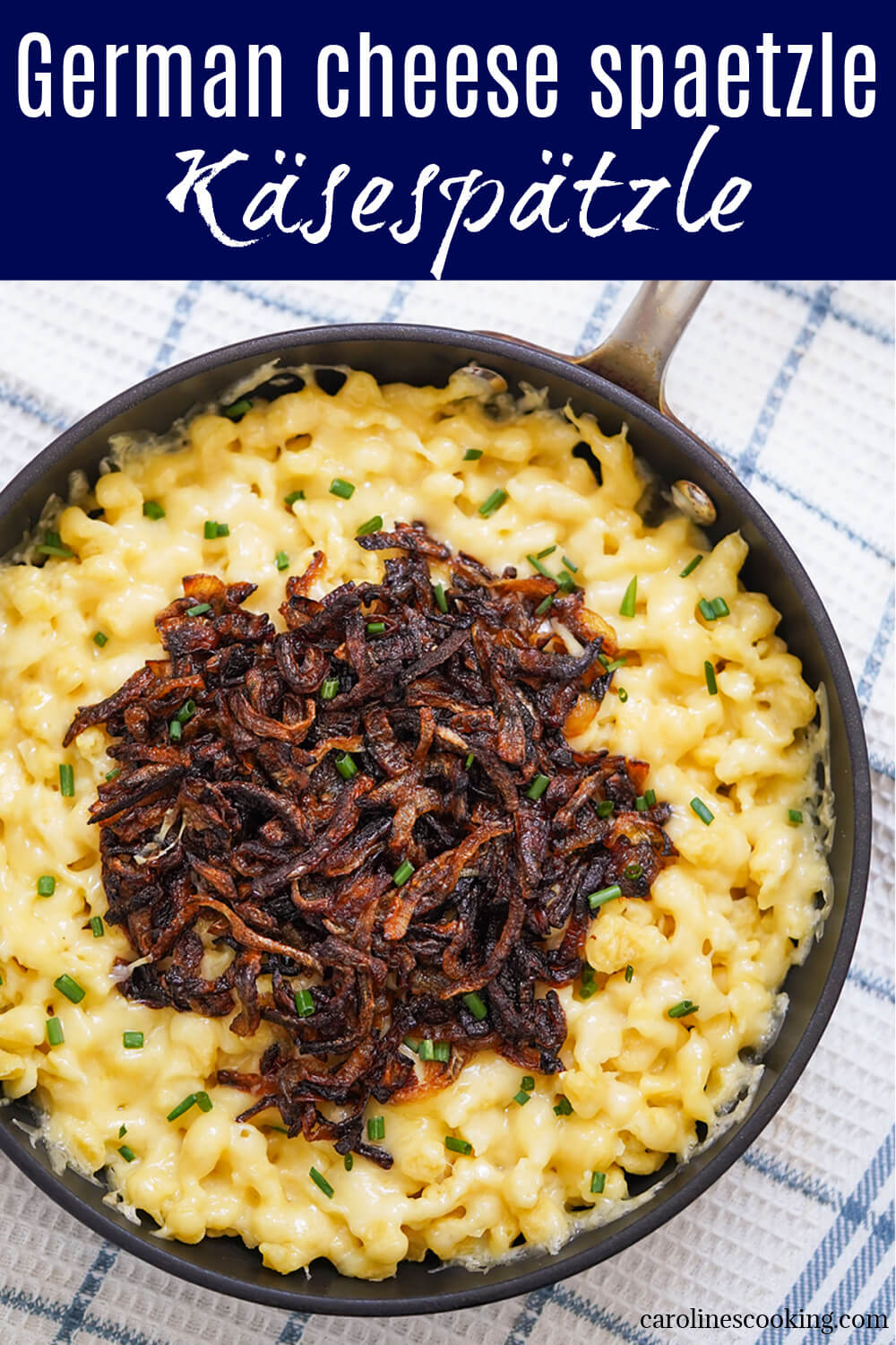 Käsespätzle, cheese spaetzle, is a fantastically easy and comforting dish made with German egg noodles, cheese and onions. It's hearty, tasty and perfect on a cold day. Käsespätzle, cheese spaetzle, is a fantastically easy and comforting dish made with German egg noodles, cheese and onions. It's hearty, tasty and perfect on a cold day.