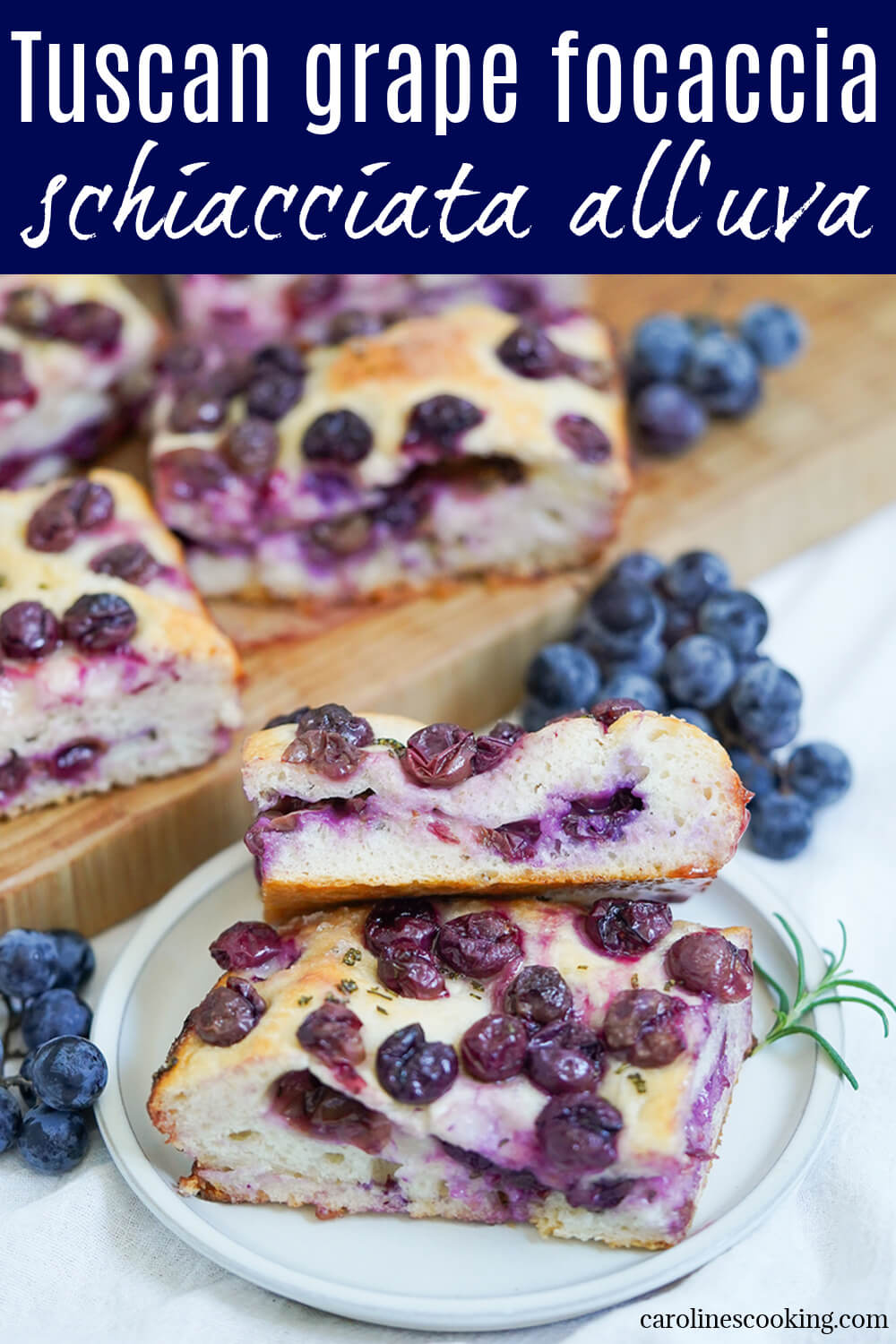 Schiacciata all&rsquo;uva is a traditional Tuscan grape focaccia that's a delicious mix of soft, aromatic bread and jammy grapes. It's a lovely sweet-savory mix and perfect for snacking on.